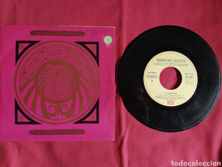 Discos de vinilo: H&eacute;roes del silencio / La Herida / Single 1 edici&oacute;n / Bunbury - Foto 5