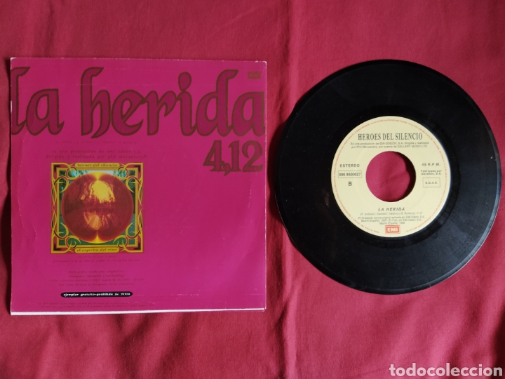 Discos de vinilo: H&eacute;roes del silencio / La Herida / Single 1 edici&oacute;n / Bunbury - Foto 6
