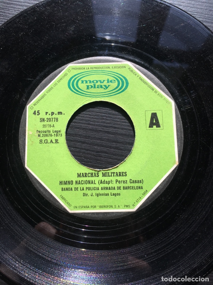 Discos de vinilo: Vinilo single 45rpm Marcha militar 1973 Las corsarias Himno nacional