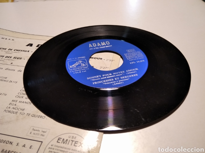 Discos de vinilo: Adamo single, un mech&oacute;n de cabello - Foto 4