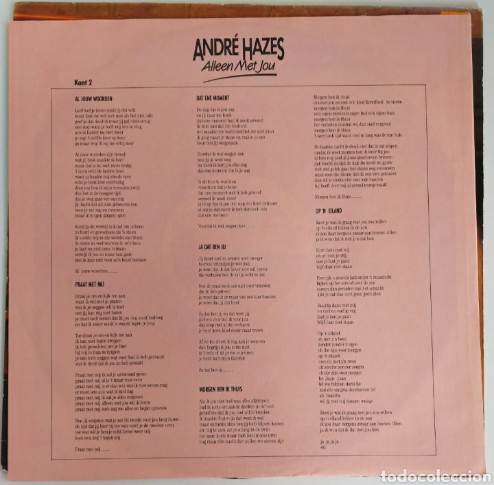 Discos de vinilo: Lp Andr&eacute; Hazes - Allen met jou - Foto 3
