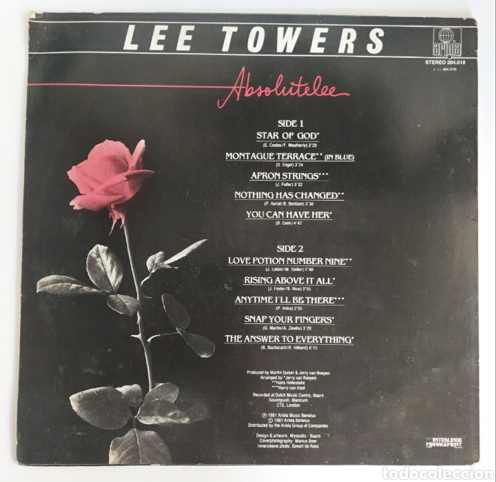 Discos de vinilo: Lp Lee Towers &rdquo;absolutelee&rdquo; - 1981Holland - Foto 2