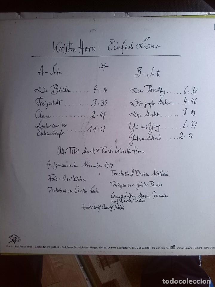 Discos de vinilo: KRISTIN HORN EINFACH LIEDER 1985 - Foto 2