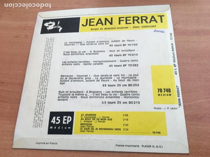 Discos de vinilo: JEAN FERRAT LOTE EP (EPI19) - Foto 10