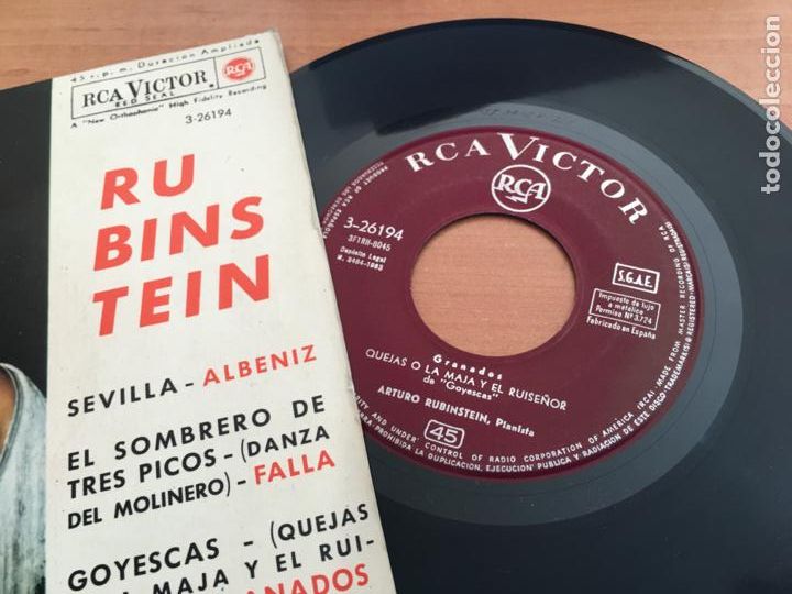 Discos de vinilo: RUBINSTEIN (SEVILLA + 2) EP ESPA&Ntilde;A 1963 (EPI19) - Foto 2