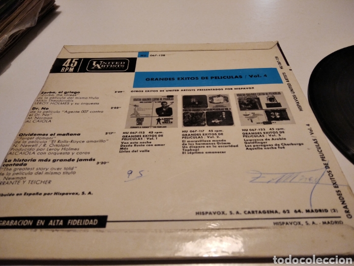 Discos de vinilo: Single, cuatro grandes &eacute;xitos de pel&iacute;culas - Foto 4