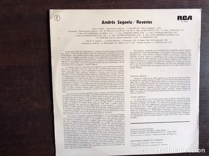 Discos de vinilo: Reveries. Andr&eacute;s Segovia - Foto 2