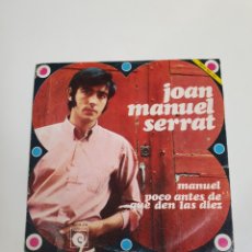 Disques de vinyle: JOAN MANUEL SERRAT - MANUEL / POCO ANTES DE QUE DEN LAS DÍEZ, NOVOLA 1968.. Lote 225995890