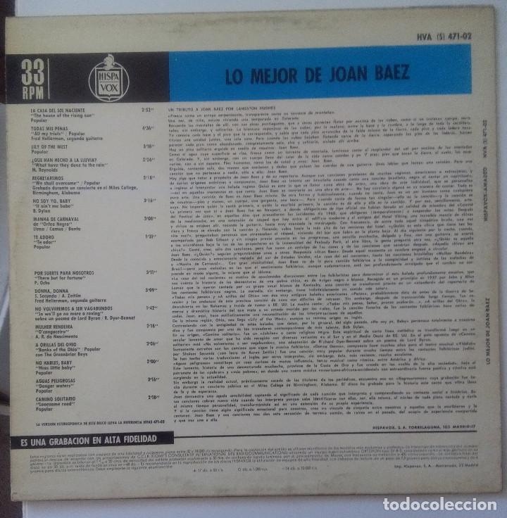 Discos de vinilo: LO MEJOR DE JOAN BAEZ# - Foto 2