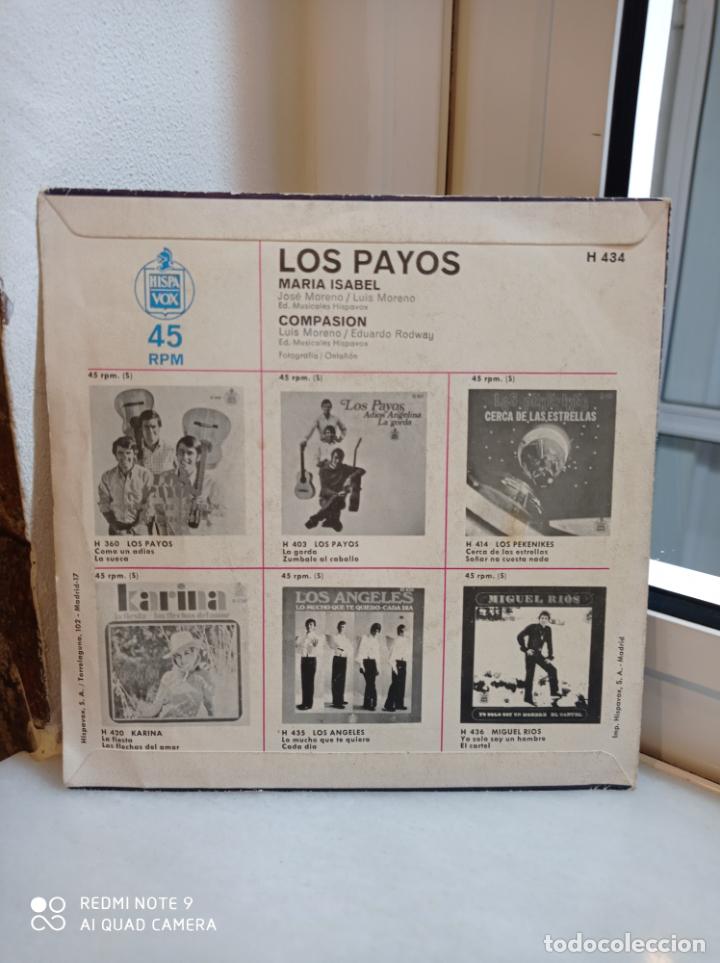 Discos de vinilo: SINGLE LOS PAYOS. MARIA ISABEL - COMPASION. - Foto 2