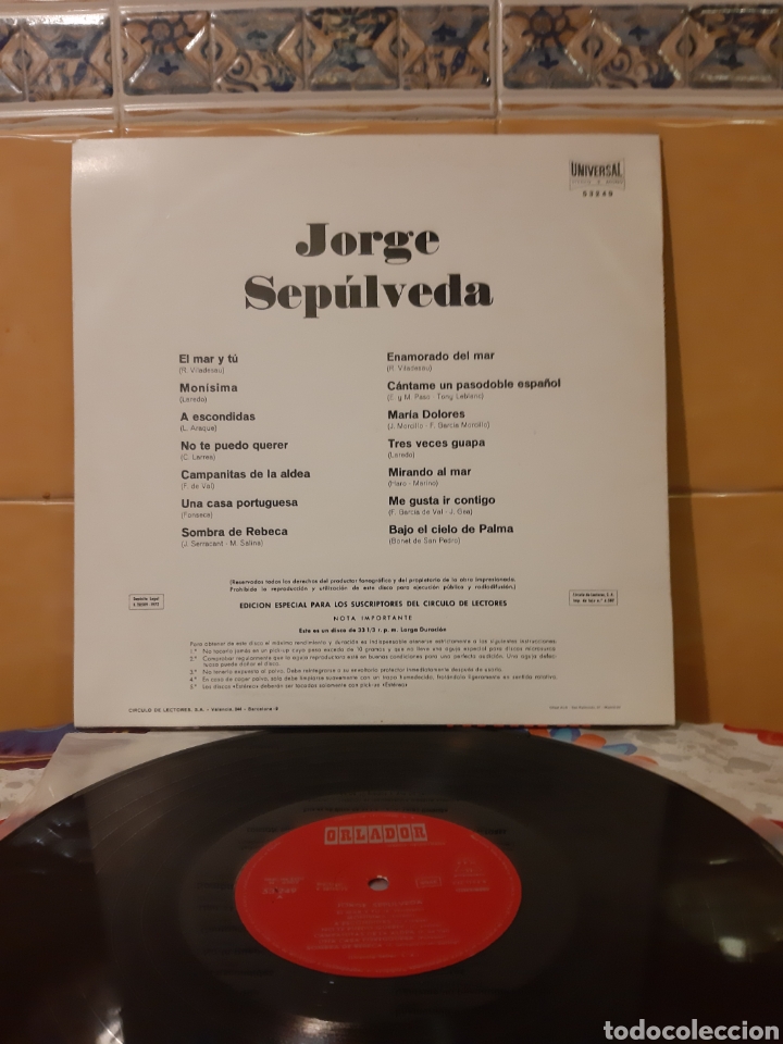 Discos de vinilo: JORGE SEP&Uacute;LVEDA. EDICION DEL CIRCULO DE LECTORES. - Foto 2