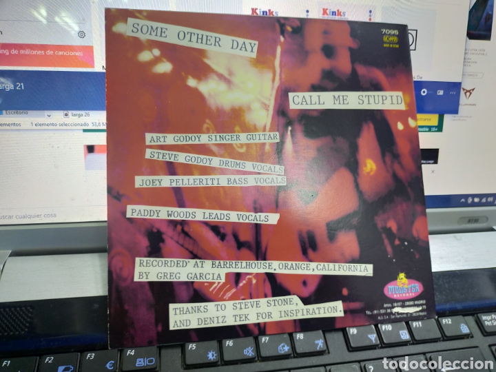 Discos de vinilo: The exploding dolls single some other day 1996 en perfecto estado - Foto 2