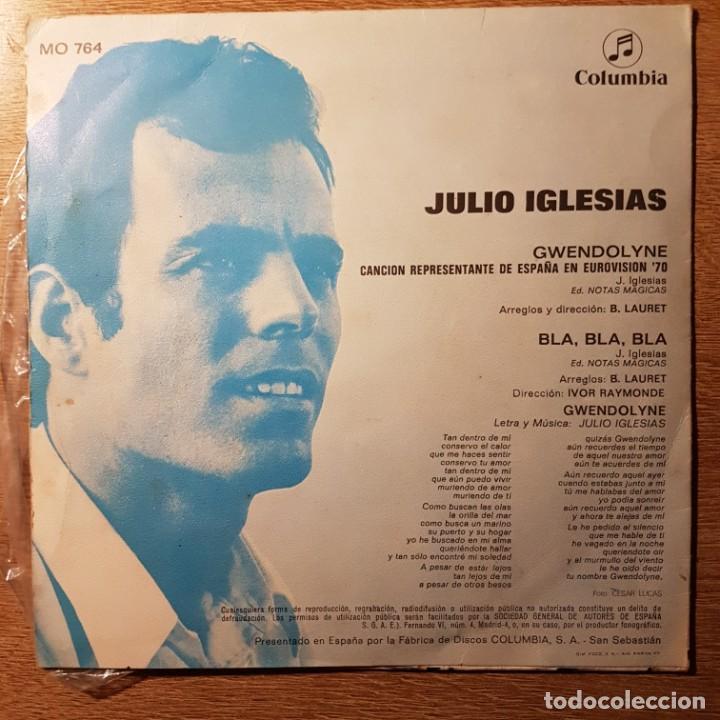Discos de vinilo: DISCO SINGLE JULIO IGLESIAS GWENDOLYNE - Foto 2
