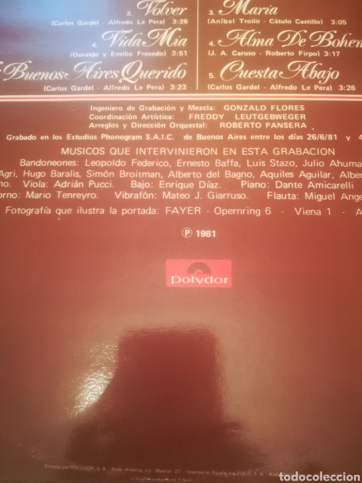 Discos de vinilo: Placido Domingo.Tango.Polydor 24 80 617.1981 - Foto 4