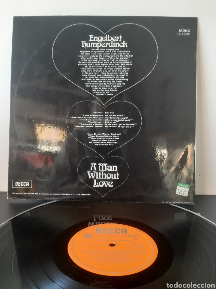 Discos de vinilo: ENGELBERT HUMPERDINK. A MAN WITHOUT. 1968? DECCA. - Foto 2