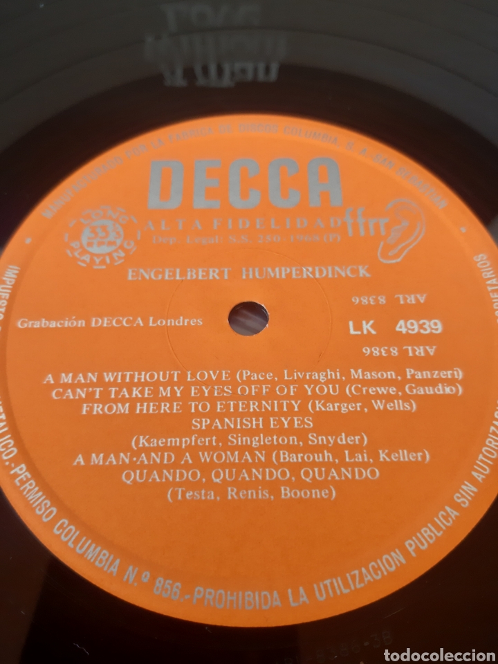 Discos de vinilo: ENGELBERT HUMPERDINK. A MAN WITHOUT. 1968? DECCA. - Foto 3