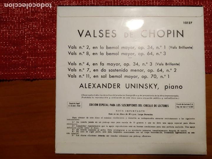 Discos de vinilo: Disco de Vinilo. Valses de Chopin. - Foto 2