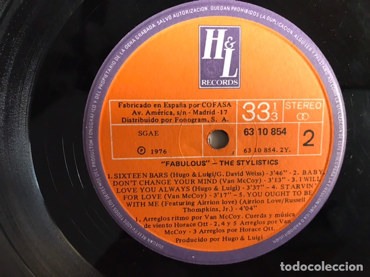 Discos de vinilo: The Stylistics. Fabulous - Foto 4