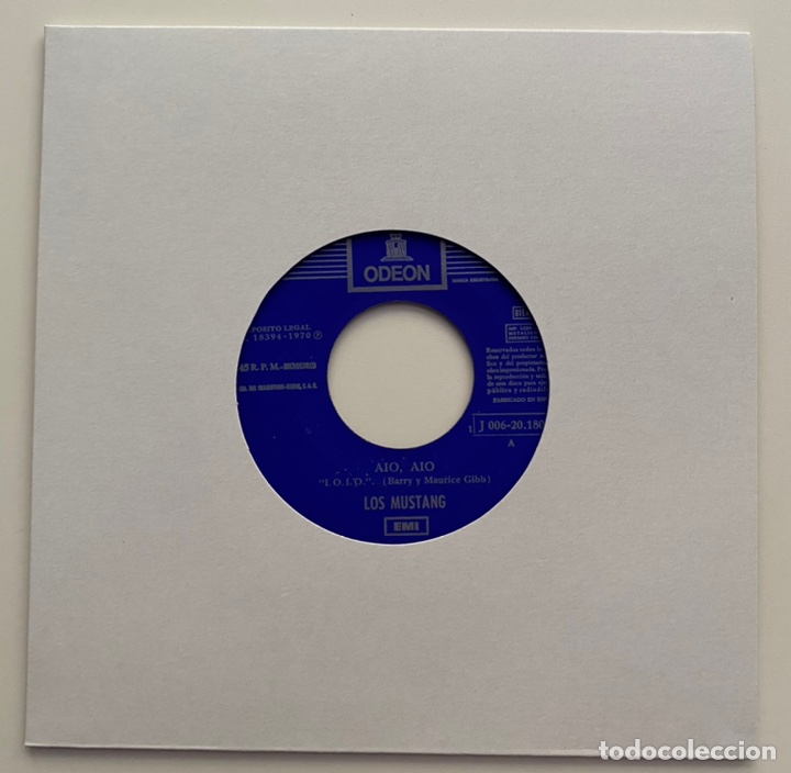 Discos de vinil: LOS MUSTANG-AIO,AIO/ME INVITARON/SINGLE 1970 ODEON J 006-20.180,ESPA&Ntilde;A.