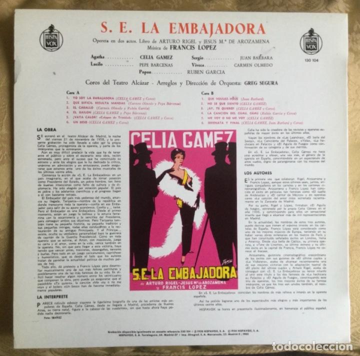 Discos de vinilo: LP VINILO, S E LA EMBAJADORA CELIA GAMEZ - Foto 3