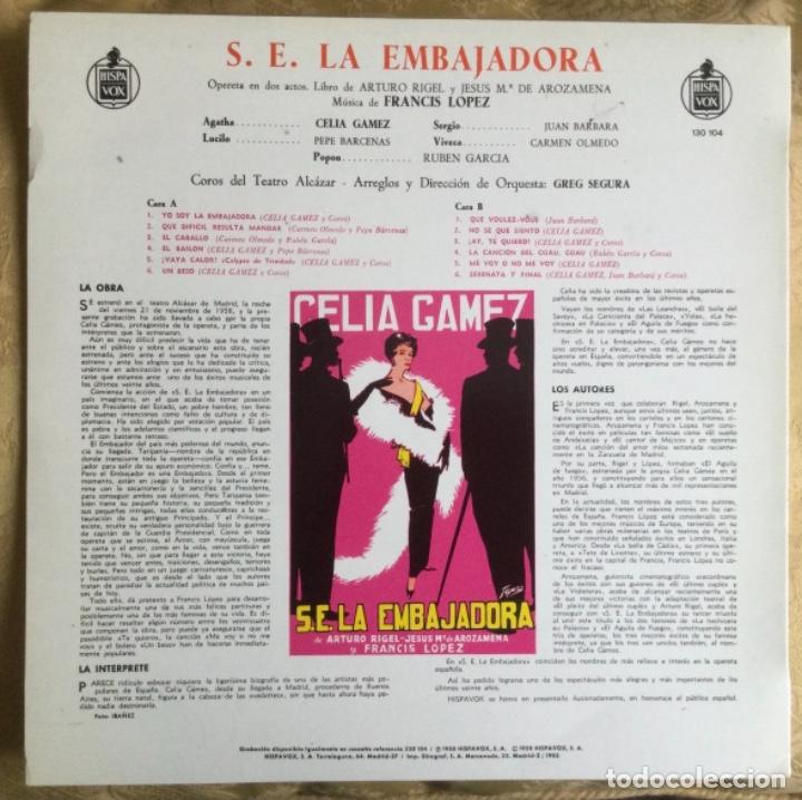 Discos de vinilo: LP VINILO, S E LA EMBAJADORA CELIA GAMEZ - Foto 5