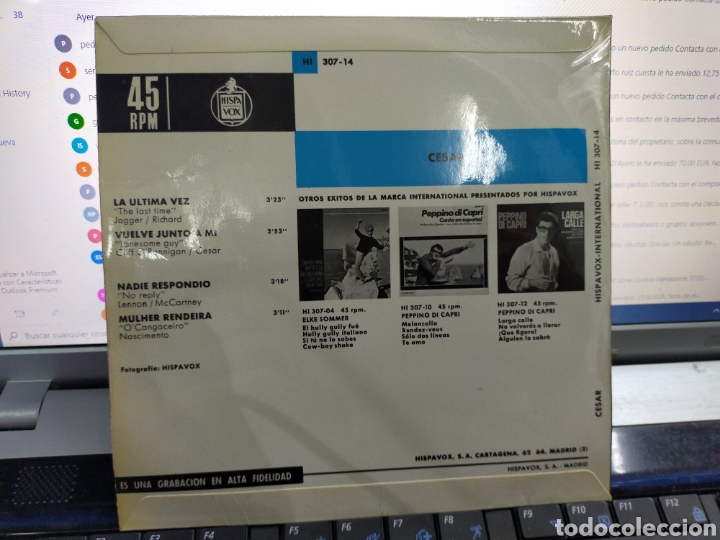 Discos de vinilo: Cesar EP la &uacute;ltima vez + 3 Espa&ntilde;a 1965 - Foto 3