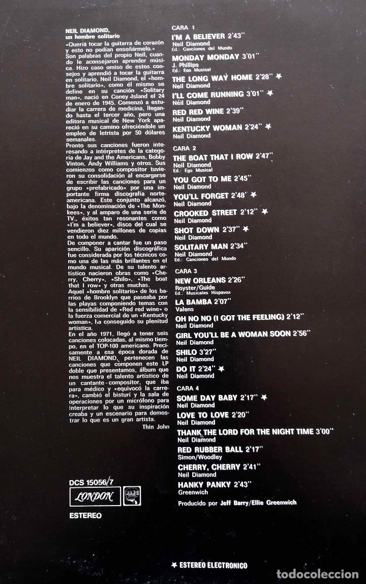 Discos de vinilo: NEIL DIAMOND, &Eacute;XITOS. DOBLE LP ESPA&Ntilde;A A&Ntilde;O 1974, 2 DISCOS - Foto 2