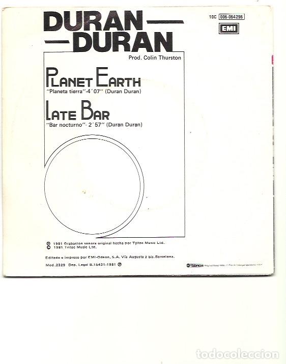 Discos de vinilo: DURAN DURAN. Planet earth (7&rdquo; Spain 1981) - Foto 2