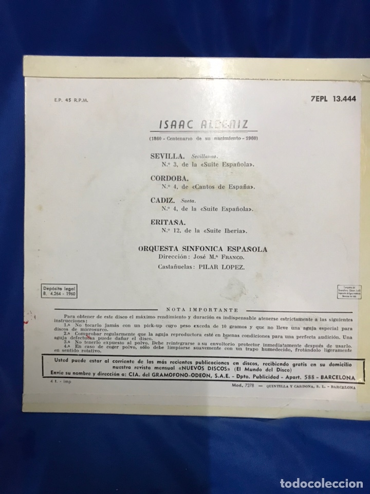 Discos de vinilo: DISCO VINILO , ISAAC ALBENIZ DE 1960 - Foto 2