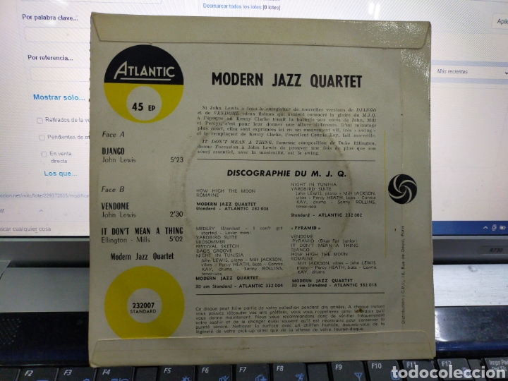 Discos de vinilo: Modern jazz quartet EP django + 2 Francia - Foto 2