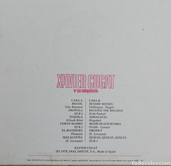 Discos de vinilo: L&ntilde; Xavier Cugat y su orquesta-1979-Dial discos - Foto 2