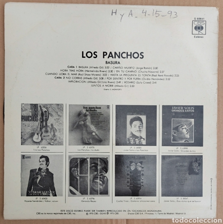 Discos de vinilo: Lp Los panchos basura - Foto 2