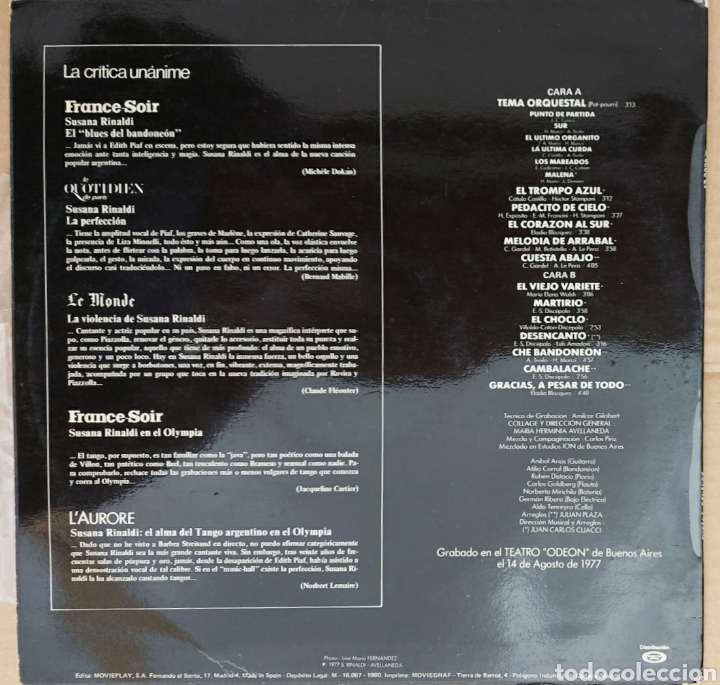 Discos de vinilo: Lp Susana Rinaldi - Tango vivo - Foto 2