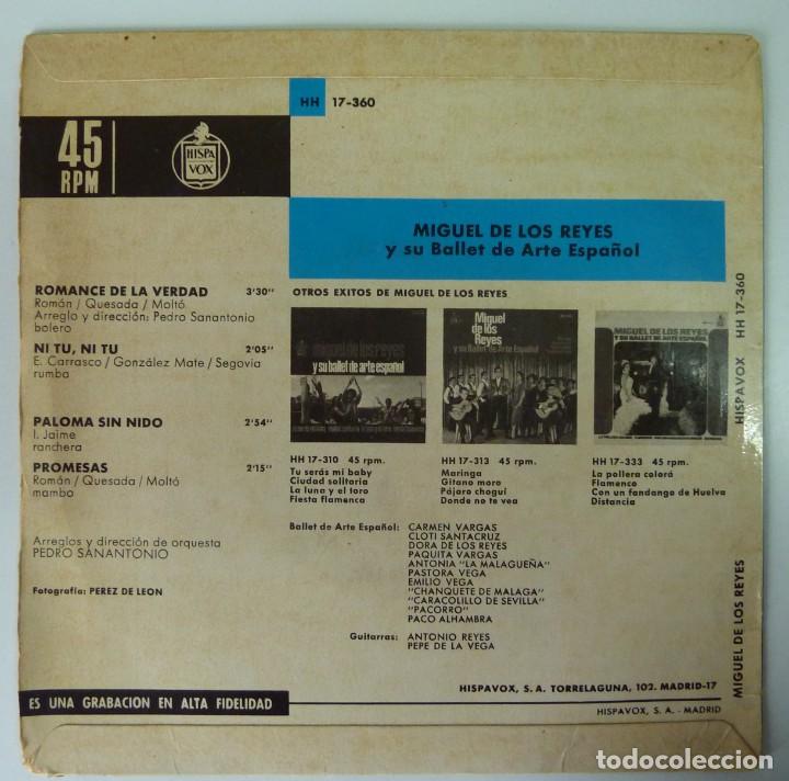 Discos de vinilo: MIGUEL DE LOS REYES // ROMANCE DE LA VERDAD+3 // 1966 // EP - Foto 2
