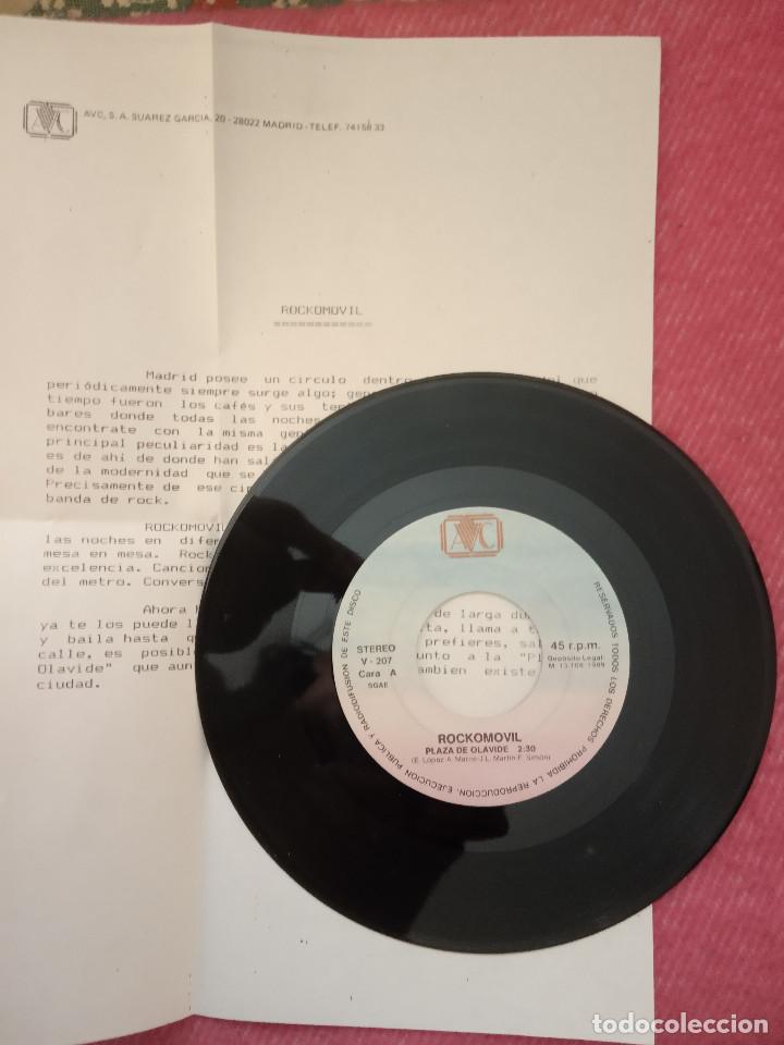 Discos de vinil: SINGLE ROCKOMOVIL - Plaza de Olavide / Tu pelo es azul - V-207 - Hoja promocional (-/NM)