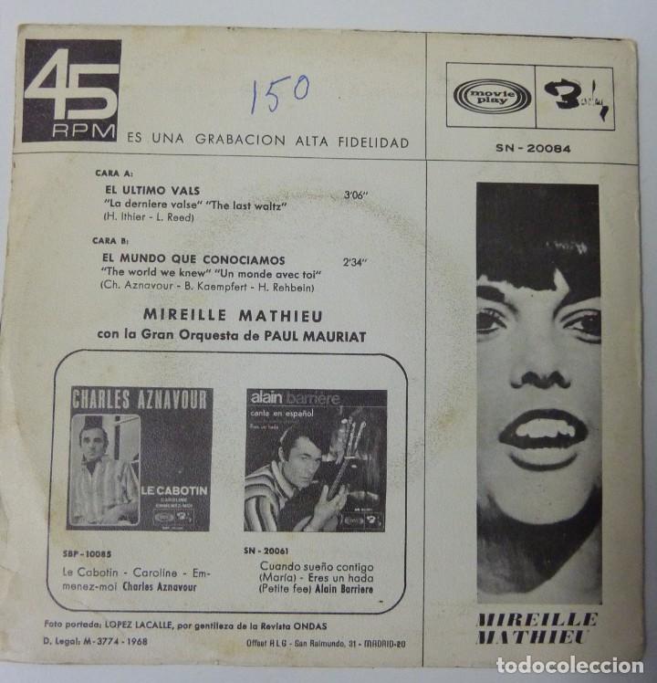 Discos de vinilo: MIREILLE MATHIEU // EL ULTIMO VALS // 1968 // SINGLE - Foto 2