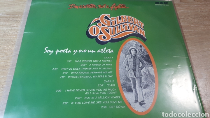Discos de vinilo: GILBERT O SULLIVAN I AM A WRITER NOT A FIGHTER - Foto 2