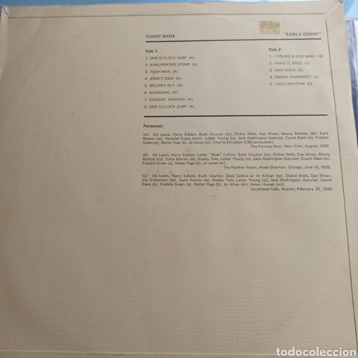 Discos de vinilo: Count Basie - Early Count (Panorama - LP 23, US) - Foto 2