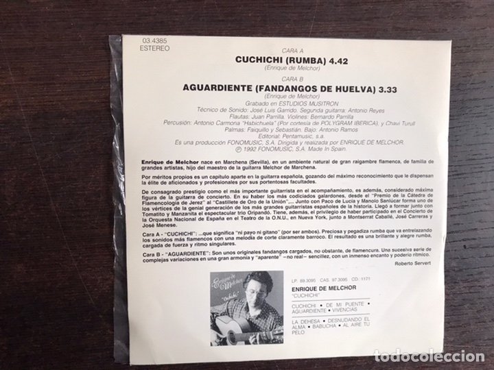 Discos de vinilo: Enrique de Melchor. Guchichi... - Foto 2