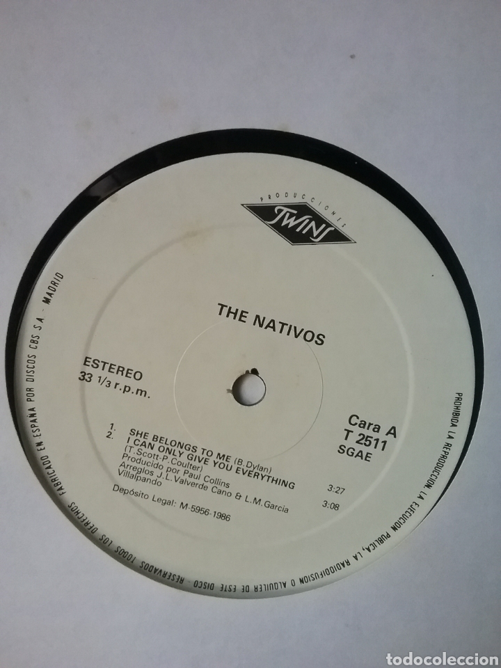 Discos de vinilo: THE NATIVOS 1986 TWINS - Foto 3