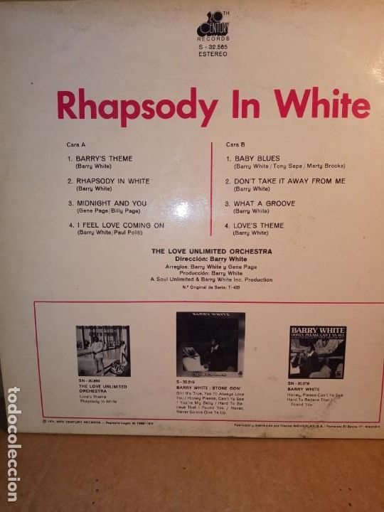 Discos de vinilo: BARRY WHITE - RHAPSODY IN WHITE . - Foto 3