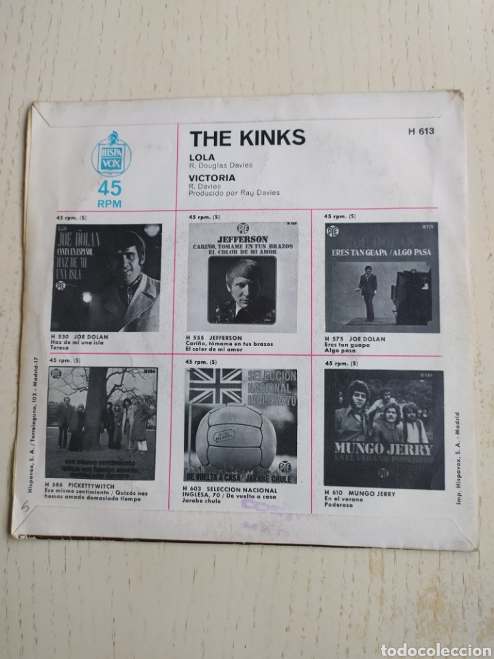 Discos de vinilo: Single The Kinks Lola/Victoria - Foto 2
