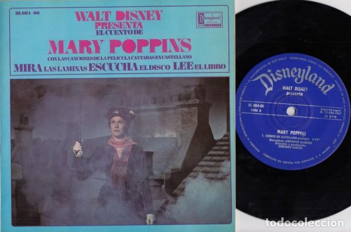Discos de vinilo: MARY POPPINS - EP CON LAS CANCIONES DE LA PELICULA CANTADAS EN CASTELLANO + EL CUENTO - WALT DISNEY