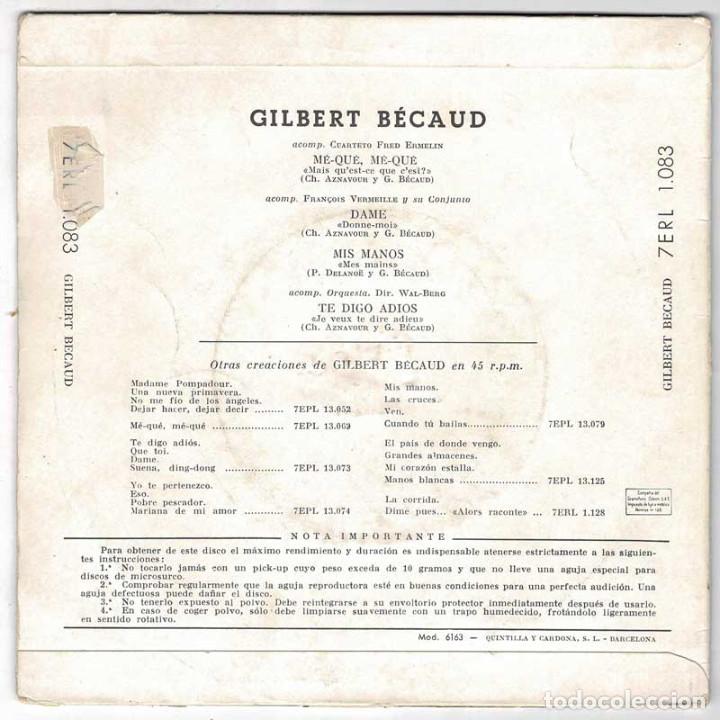 Discos de vinilo: Gilbert Becaud No. 4 - M&eacute;-Qu&eacute;, M&eacute;-qu&eacute; + 3. EP - Foto 2