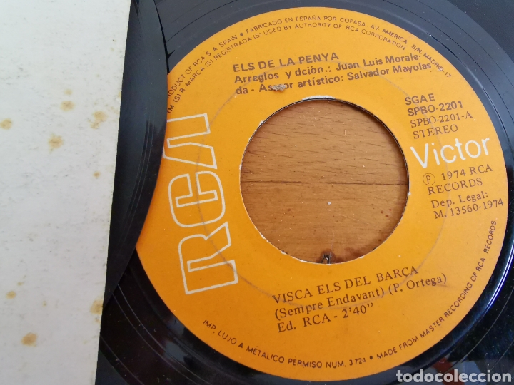Discos de vinilo: Disco de vinilo de 1974 Els de la Penya, Visca el Bar&ccedil;a. - Foto 2