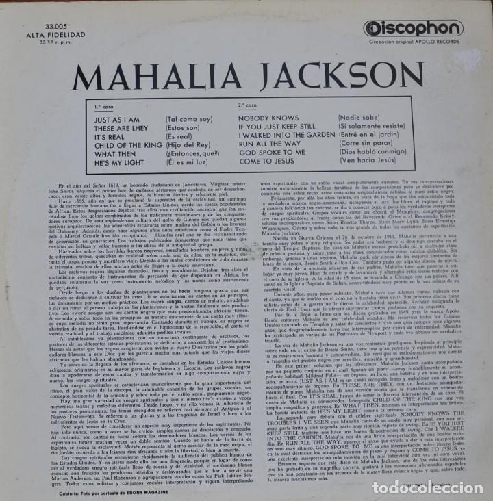 Discos de vinilo: Mahalia Jackson LP 1960 - Foto 2