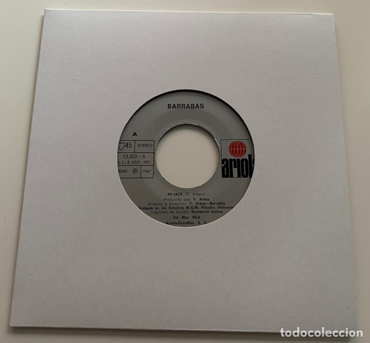 Vinyl-Schallplatten: BARRABAS-HI JACK/LADY LOVE/SINGLE 1974 ARIOLA 13.500,ESPA&Ntilde;A.
