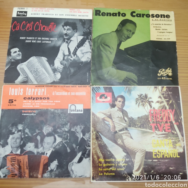 Disques de vinyle: Lote de 4 Singles de Vinilo de musica Francesa e Italiana