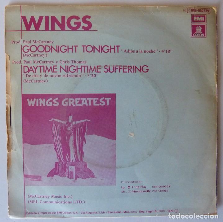 Discos de vinilo: WINGS // ADIOS A LA NOCHE // 1979 // SINGLE - Foto 2