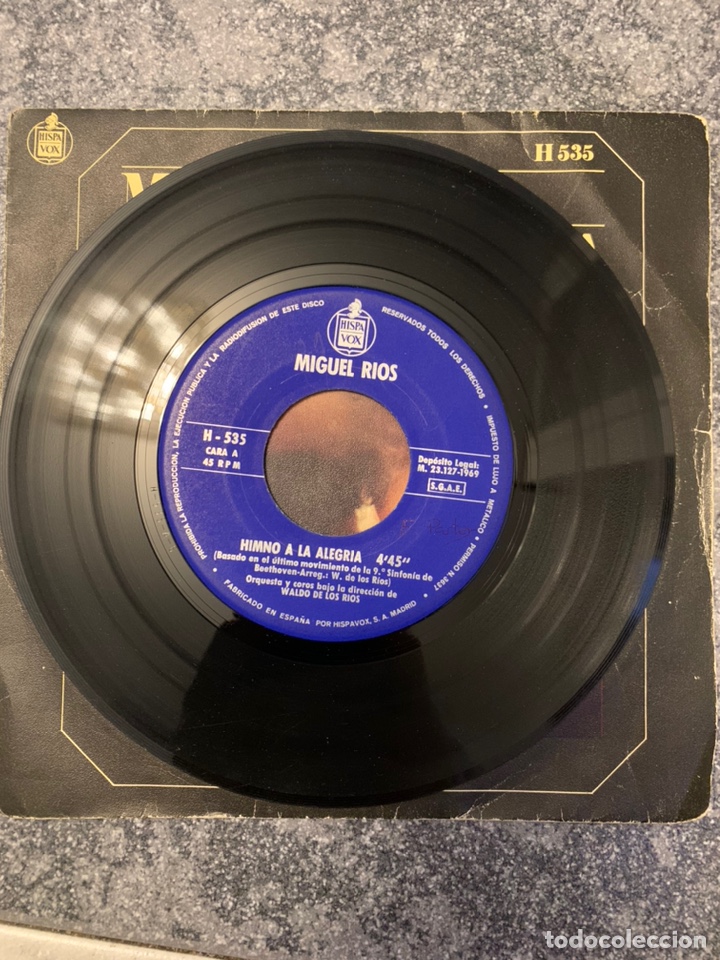 Discos de vinilo: Miguel R&iacute;os - himno de la alegria - Foto 2